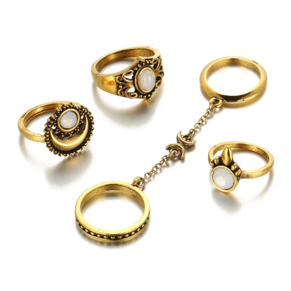 Dainty Gold Midi and Knuckle Rings - Picture 2 of 4
